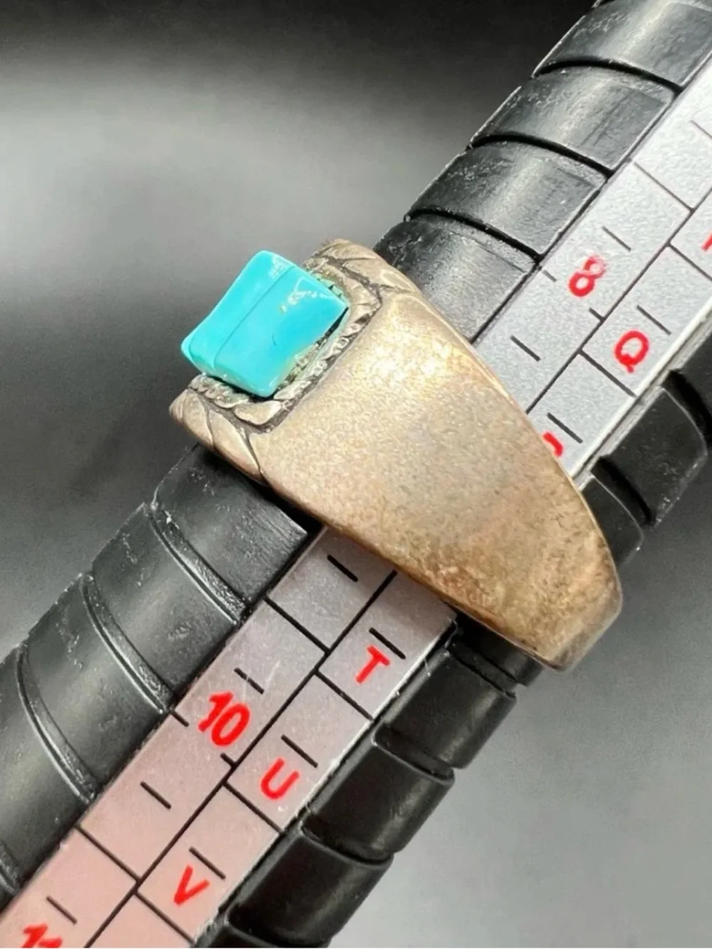 Vintage CJC Sterling Silver Turquoise Corn Row Ring Size 9 Stamped 925